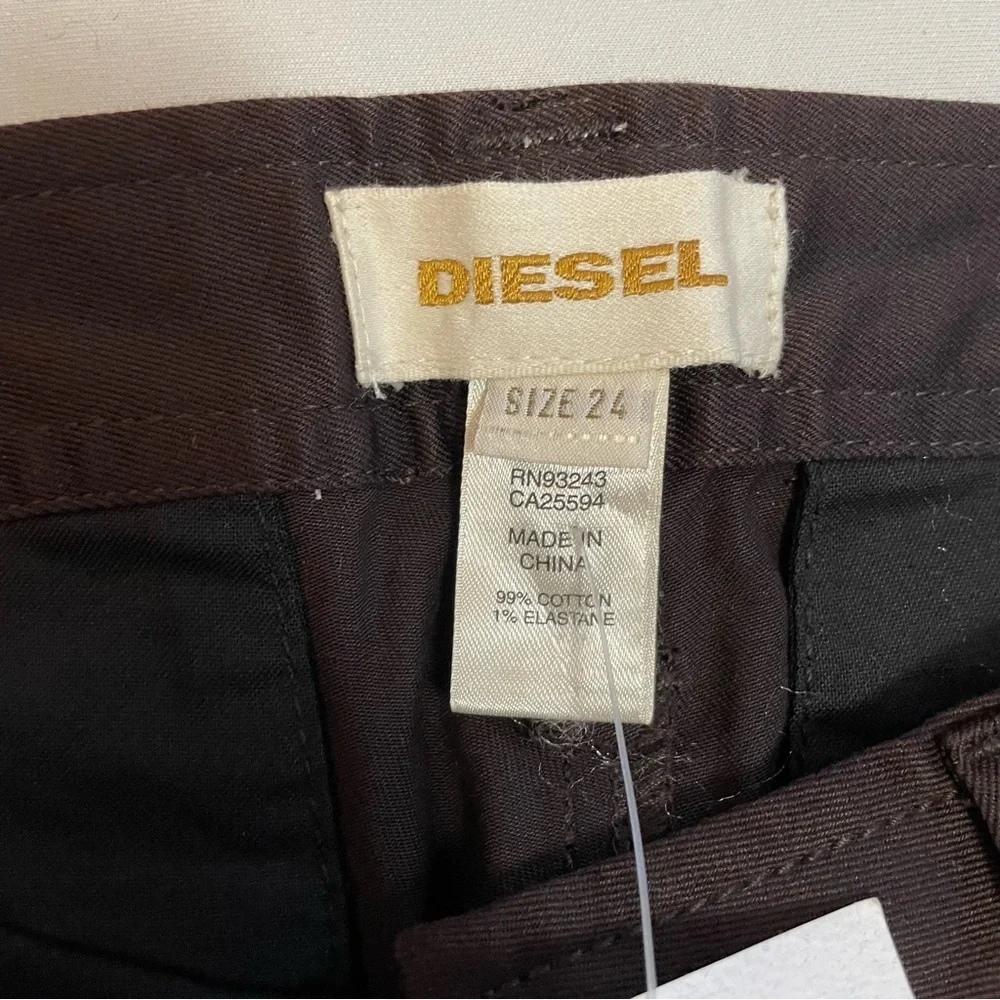 NWT New Diesel Straight Leg Cotton Brown Pants Size 24